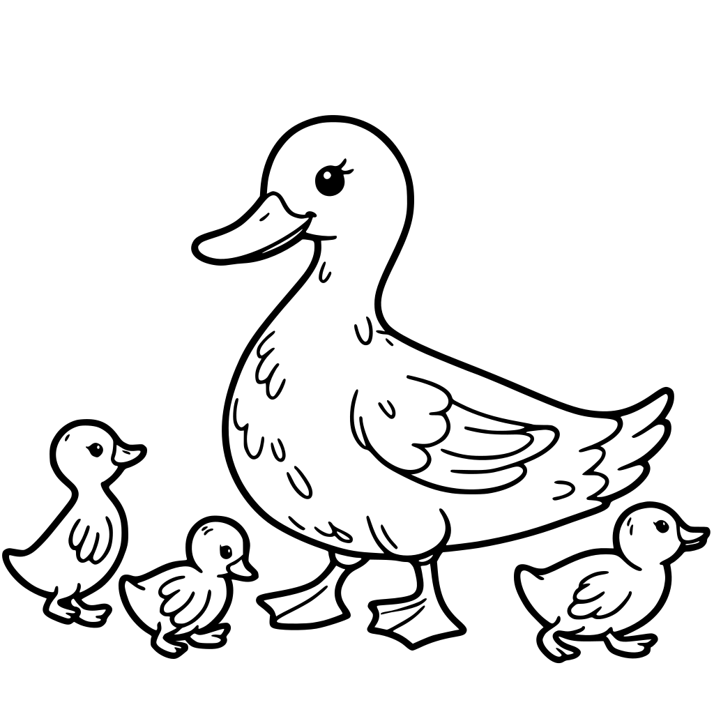 Coloriage Canard avec des canetons à imprimer gratuit MonColoriage fr