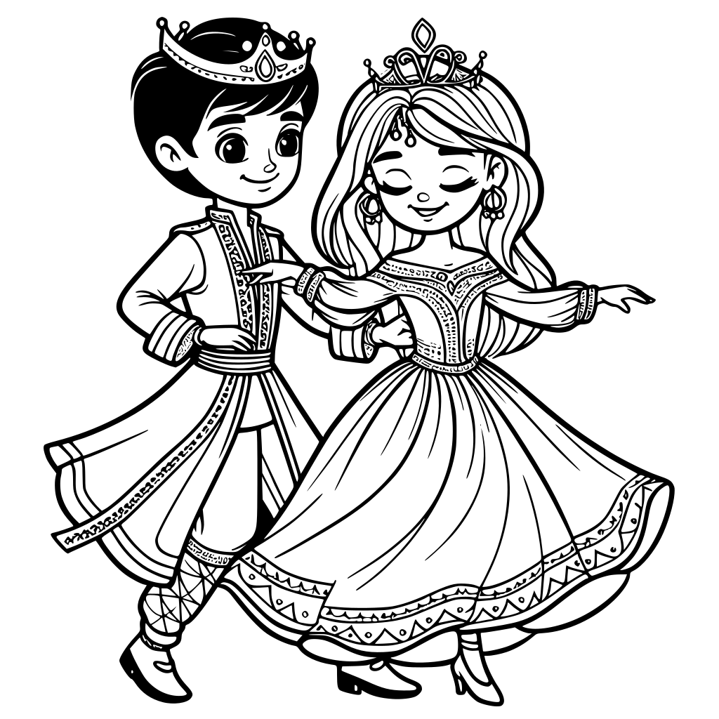 Coloriage Danse Du Prince Et De La Princesse Imprimer Gratuit