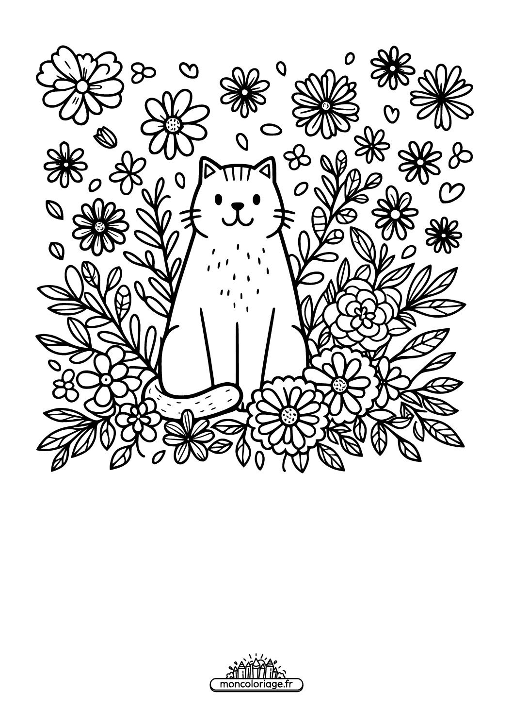 Chat avec des fleurs