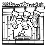 Aperçu du dessin chaussettes de noël sur la cheminée à imprimer