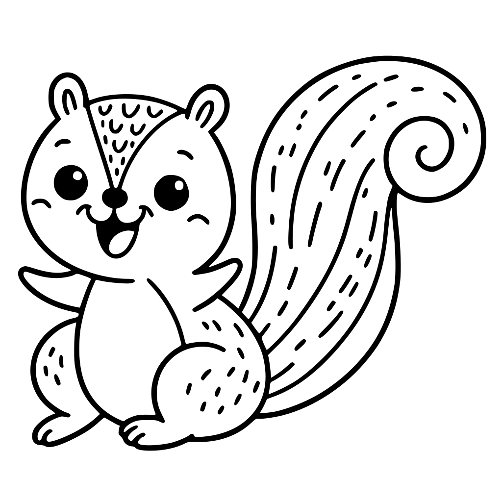 Coloriage Ecureuil heureux à imprimer gratuit - MonColoriage.fr