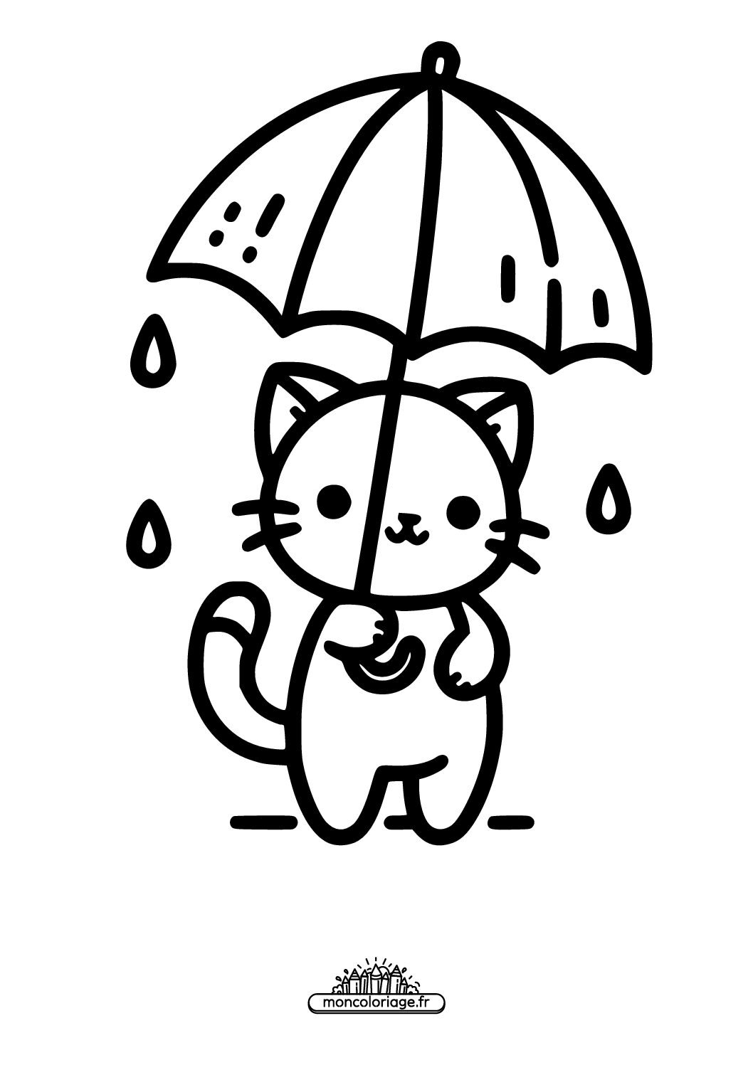 Chaton avec un parapluie