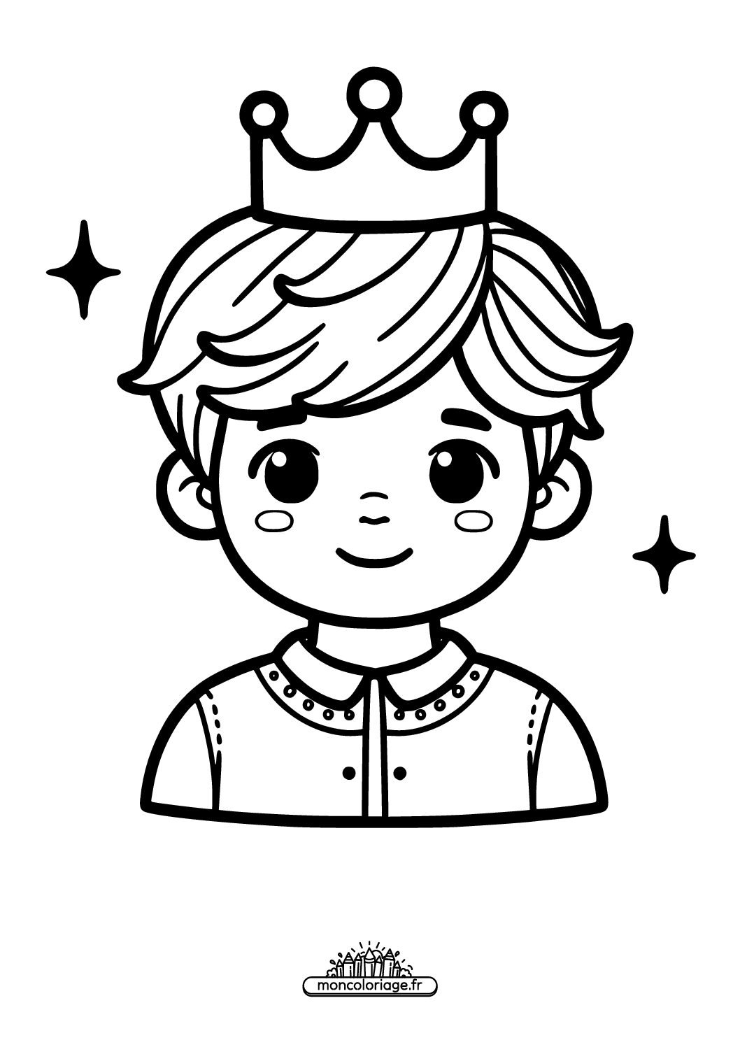 Coloriage Prince avec une couronne à imprimer gratuit - MonColoriage.fr