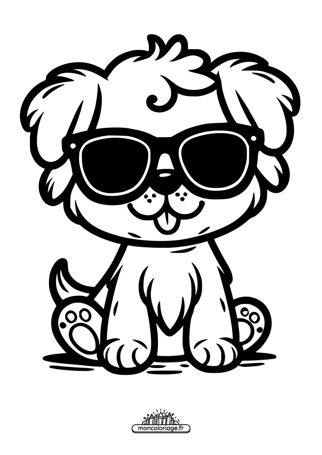 Chiot avec des lunettes de soleil