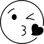 Aperçu du dessin émoji visage envoyant un baiser à imprimer