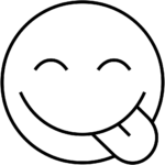 Aperçu du dessin émoji visage savourant de la nourriture à imprimer