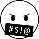 Aperçu du dessin émoji visage avec des symboles sur la bouche à imprimer