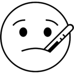 Aperçu du dessin émoji visage avec thermomètre à imprimer