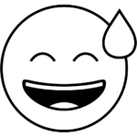 Aperçu du dessin émoji visage souriant avec sueur à imprimer