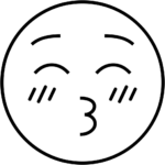 Aperçu du dessin émoji visage embrassant les yeux fermés à imprimer
