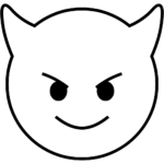 Aperçu du dessin émoji visage souriant avec des cornes à imprimer