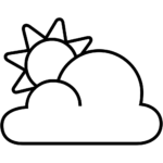 Aperçu du dessin émoji soleil derrière un gros nuage à imprimer