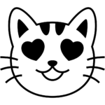 Aperçu du dessin émoji chat souriant avec des yeux en forme de cœur à imprimer