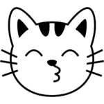 Coloriage émoji chaton bisou à imprimer