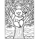 Aperçu du dessin koala sur un arbre à imprimer