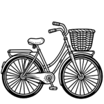 Aperçu du dessin vélo avec panier à imprimer