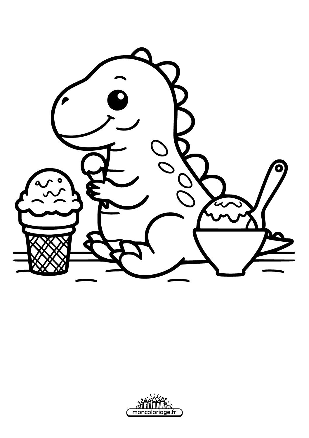 Dinosaure avec une glace