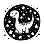 Aperçu du dessin dinosaure avec des étoiles à imprimer