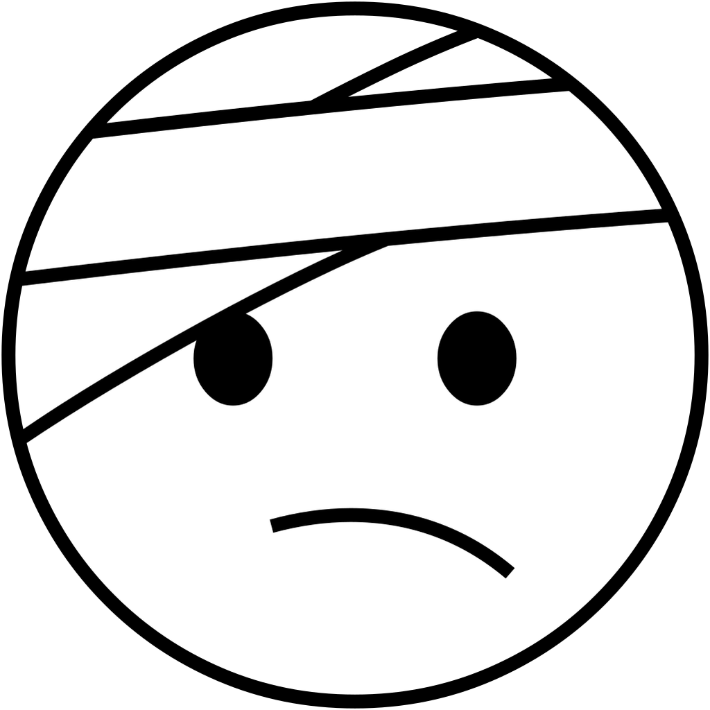 Coloriage Émoji visage avec bandage sur la tête à imprimer gratuit ...