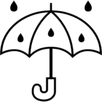 Aperçu du dessin émoji parapluie avec des gouttes de pluie à imprimer