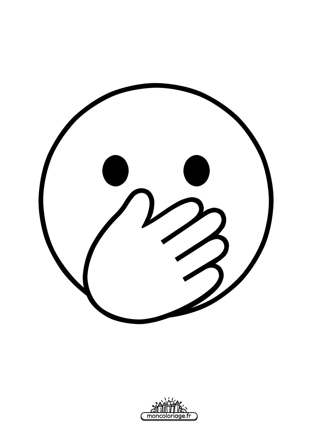 Émoji visage avec les yeux ouverts et la main sur la bouche