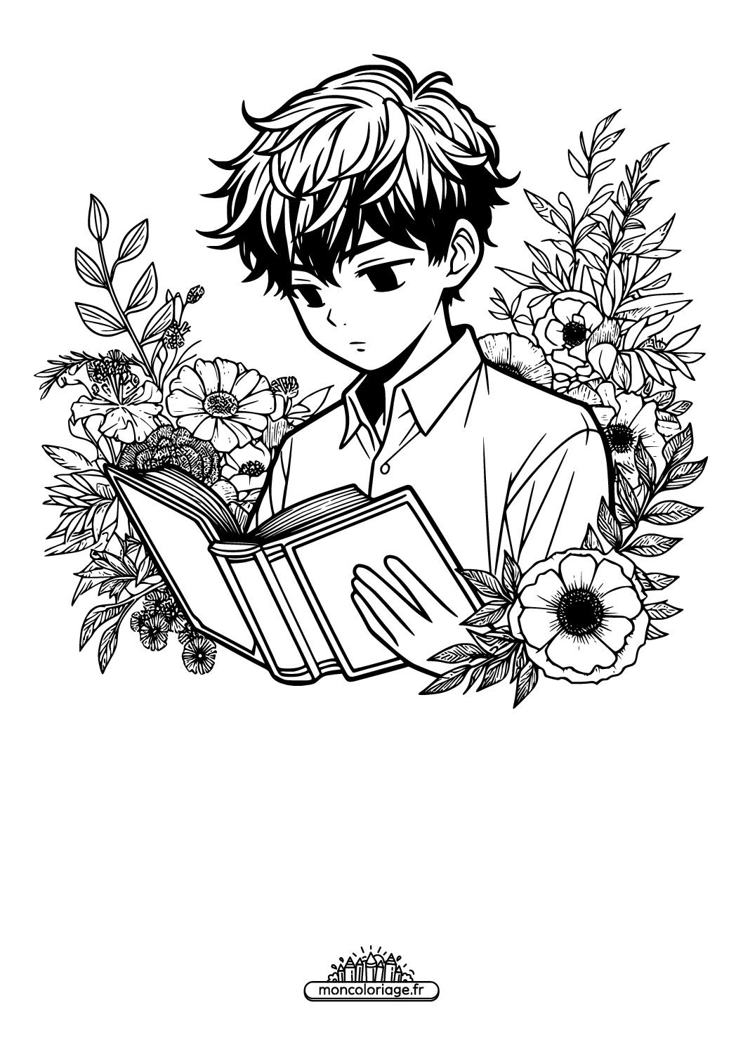 Garçon manga avec livre