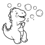 Aperçu du dessin dinosaure avec des bulles à imprimer