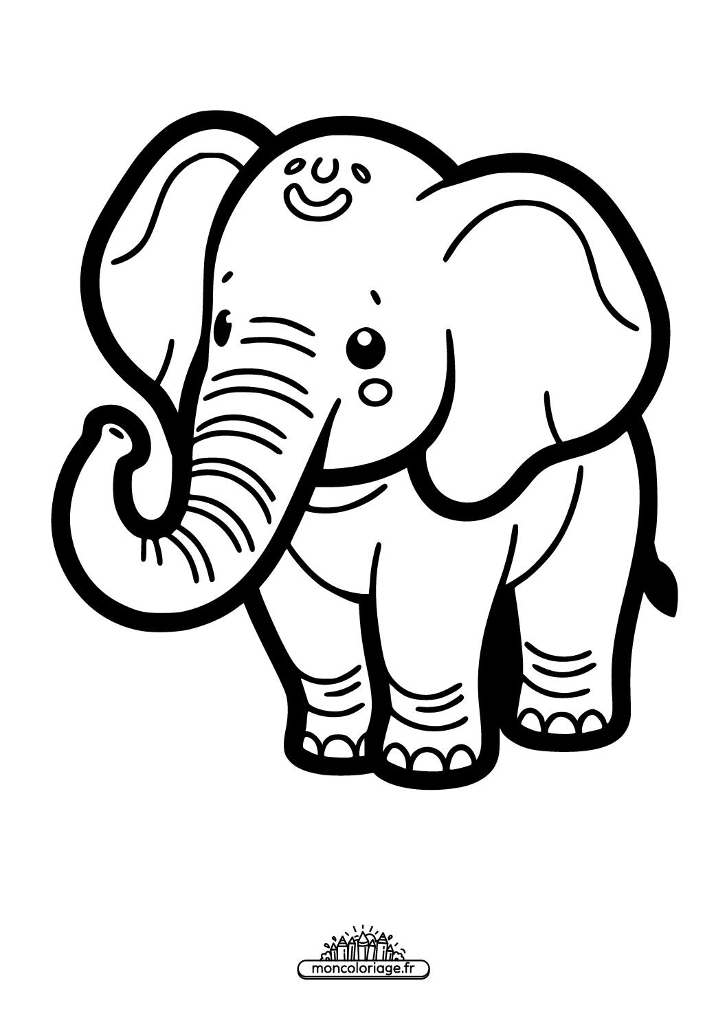 Éléphant avec la trompe en l’air