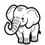 Aperçu du dessin éléphant avec la trompe en l’air à imprimer
