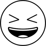 Aperçu du dessin émoji visage sourire avec les yeux plissés à imprimer