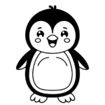 Aperçu du dessin pingouin heureux à imprimer