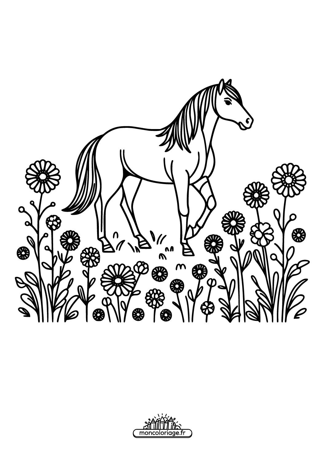 Cheval avec des fleurs