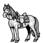 Aperçu du dessin cheval avec une selle à imprimer
