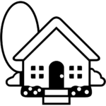Aperçu du dessin émoji maison avec jardin à imprimer