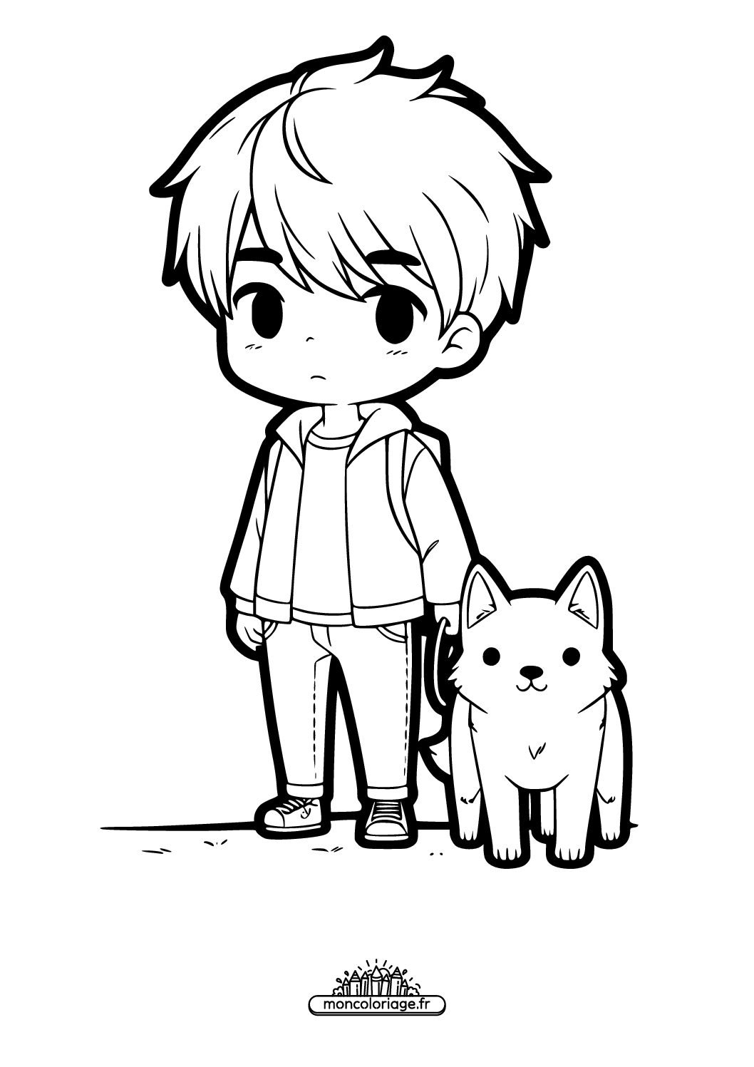 Garçon manga avec chien