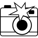 Aperçu du dessin émoji appareil photo avec flash à imprimer