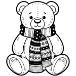 Coloriage ours en peluche de noël à imprimer