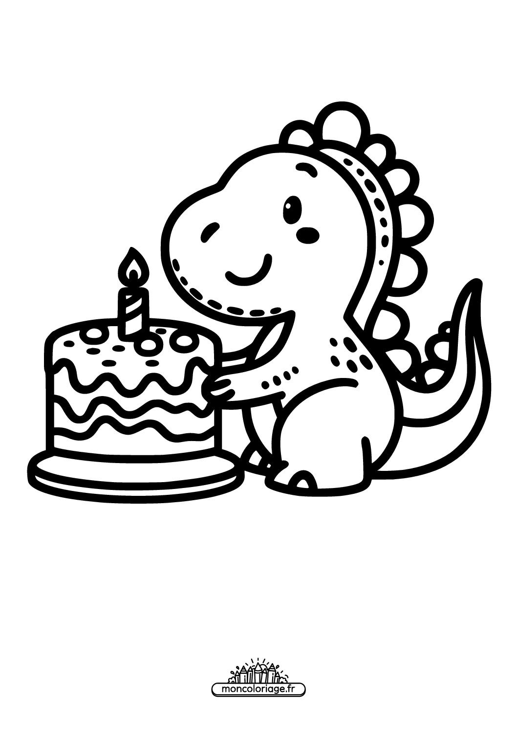 Dinosaure avec un gâteau