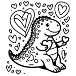 Aperçu du dessin dinosaure avec un cœur à imprimer