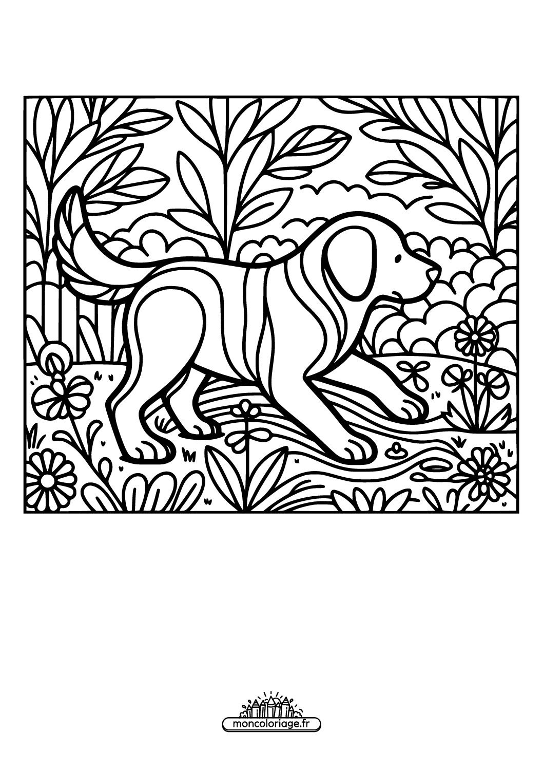 Chien dans le jardin
