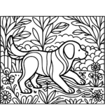 Aperçu du dessin chien dans le jardin à imprimer