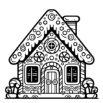 Aperçu du dessin maison en pain d’épices à imprimer