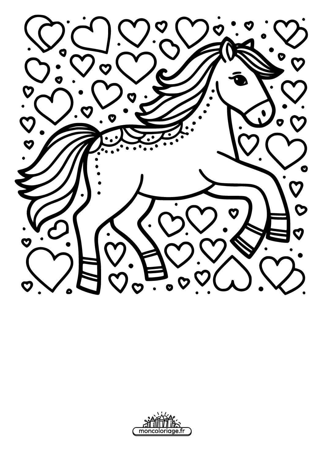 Cheval avec des cœurs