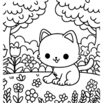 Aperçu du dessin chaton dans le jardin à imprimer