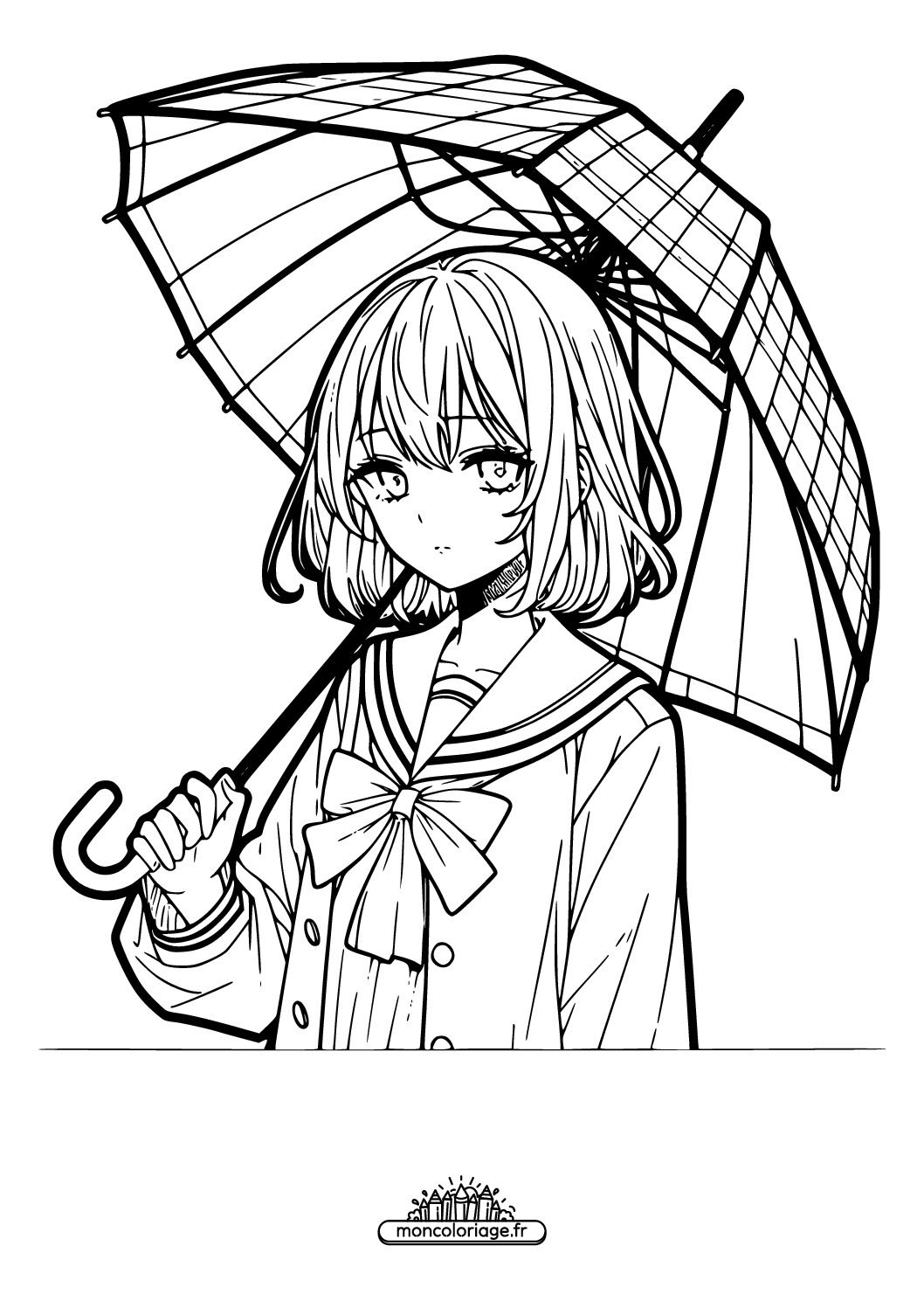 Fille manga avec parapluie