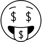 Aperçu du dessin émoji visage avec liasse de billets à imprimer