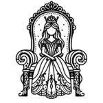 Aperçu du dessin princesse sur un trône à imprimer