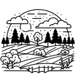 Coloriage paysage enneigé à imprimer