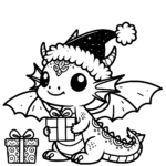 Aperçu du dessin dragon de noël à imprimer