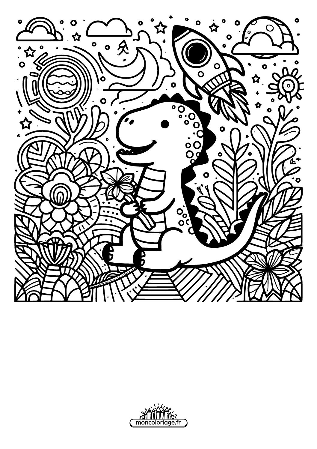 Dinosaure avec une fusée